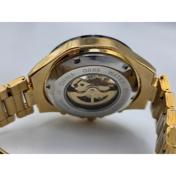 Men's Gold-Tone Skeleton Automatic Watch – Exhibition Caseback - Picture 3 of 4